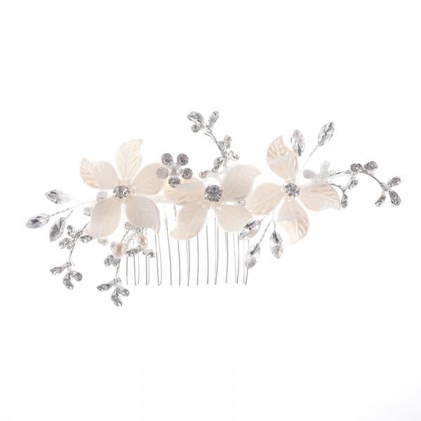 Boho-Haardraht zum Feststecken mit Kristall-Blüten WG-BB265